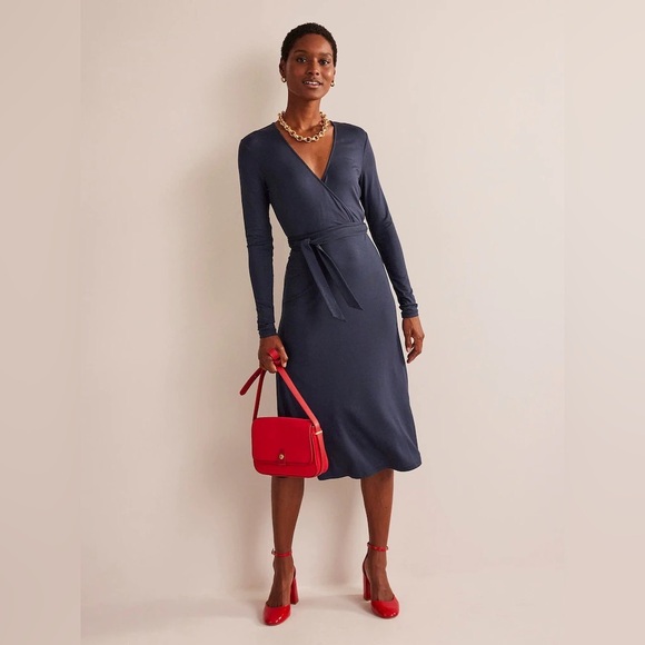 knee length dresses for ladies Boden Women's Ivy Linen Midi Dress in Blue main image 0